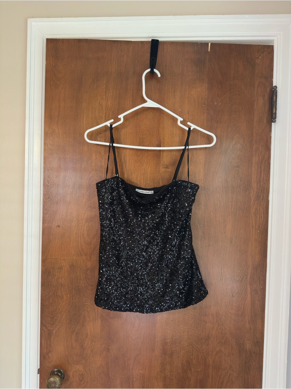 NWT Abercrombie & Fitch Black Sequin Spaghetti Strap Camisole